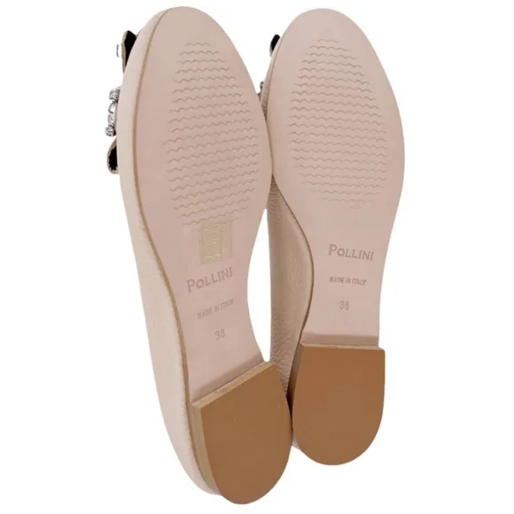 NWT Pollini Italian Rhinestone Leather Flats Loafers - Picture 5 of 8